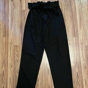 Grace Karin Women’s Paper Bag Ankle Pants, Black, Size XL